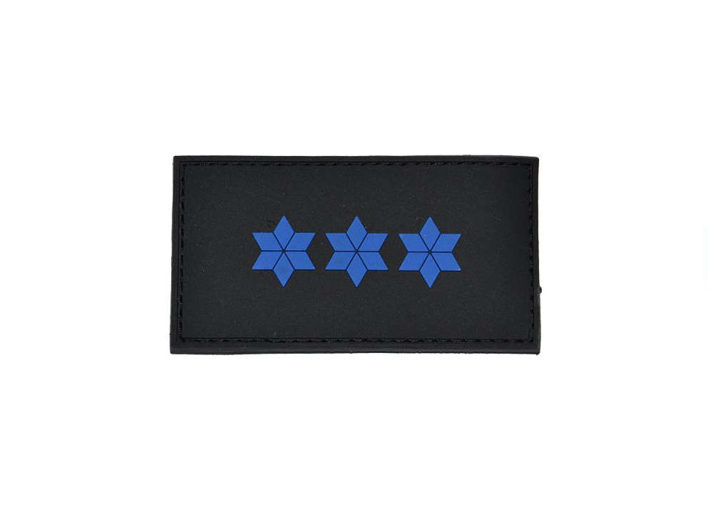 POM, 3 blaue Sterne Patch Polizei Dienstgradabzeichen Polizeiobermeister 