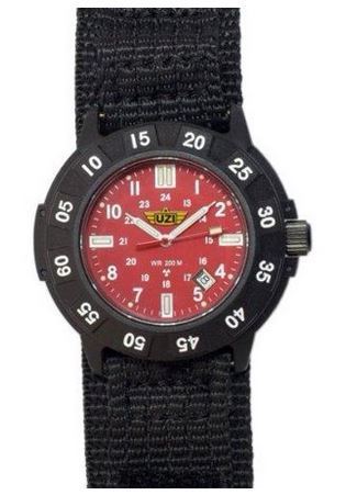 UZI PROTECTOR Uhr mit rotem Ziffernblatt